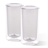 Kuber Industries 4 Pcs Double Walled Glasses | Borosilicate Glass Tumblers for Water | High Heet Resistance | Microwave & Dishwasher Safe | Juice Glasse | 250 ML | Pack of 2 | Gray